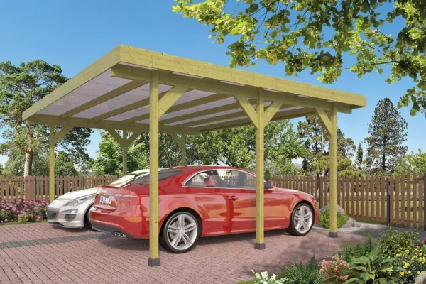 Doppelcarport 600x500 cm Holz Carport Unterstand