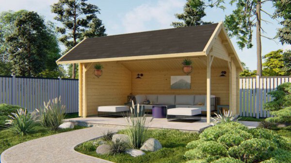 Gartenpavillon Thea 44mm Blockbohlen