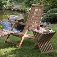 Gartenliege Woodie Deckchair inkl. Kissenauflage Teakholz