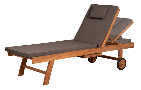 Gartenliege Woodie Lounger inkl. Kissenauflage Teakholz