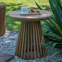 Gartentisch Woodie Beistelltisch Lamellen ø 50 cm Teakholz