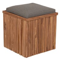 Woodie Box Schatulle inkl. Kissenauflage uni taupe Teakholz